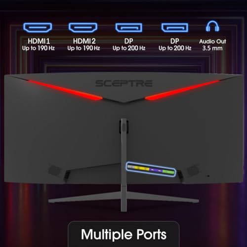 Sceptre 30-inch Curved Gaming Monitor 21:9 2560x1080 Ultra Wide/ Slim HDMI DisplayPort up to 200Hz Build-in Speakers, Metal Black (C305B-200UN1)