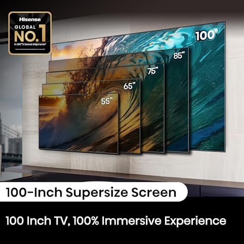 Hisense 100-Inch Class U8 Series Mini-LED ULED 4K UHD Google Smart TV (100U8K) - QLED, 480 Motion Rate, 144Hz Game Mode Pro, Dolby Vision IQ, HDMI 2.1, Alexa Compatibility, 2.1.2 Multi-Channel Audio