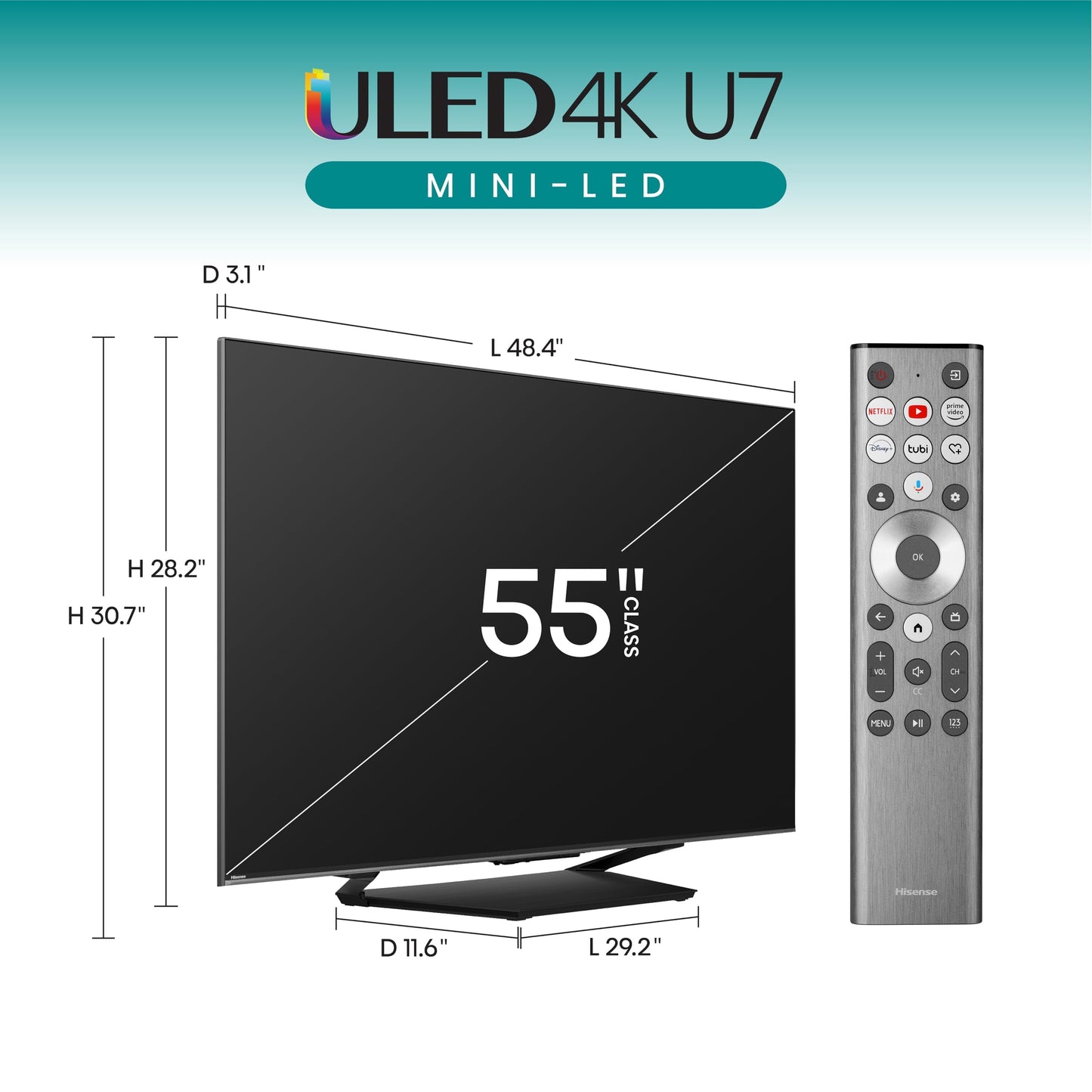 Hisense U7 Series 55U7N 55 Inches ULED 4K Smart TV