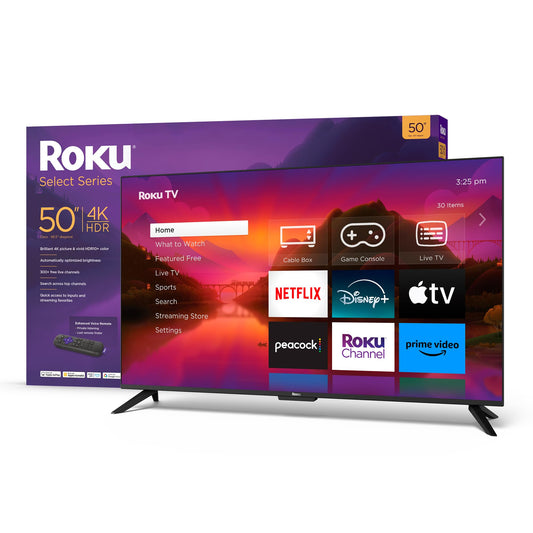 Roku Smart TV – 50-Inch Select Series 4K HDR RokuTV Enhanced Voice Remote, Brilliant 4K Picture